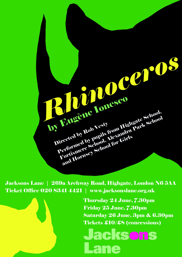 Rhinoceros at Jacksons Lane Theatre 24 – 26 June 2010